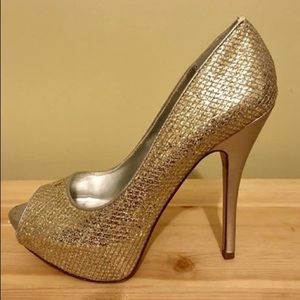 Aldo metallic peeptoe pumps.Size 38.Gold/ silver.